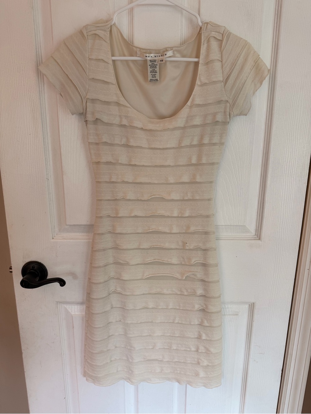 Max Studio Cream Layered Scoop-Neck Mini Dress